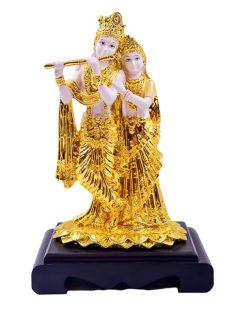Lord Krishna and Radha ji Golden Statue