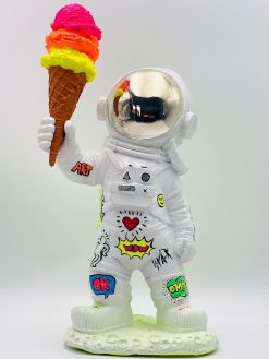 Colorful Astronaut Holding Ice Cream – Pop Art Graffiti Sculpture