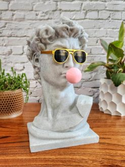 David Bust with Bubble Gum & Sunglasses Modern Pop Art Sculpture