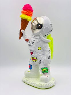 Funky Space Decor – Astronaut Figurine with Neon Ice Cream Cone