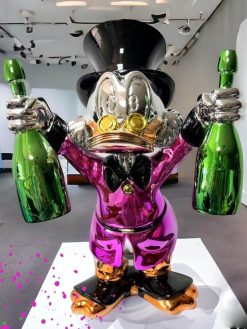 Scrooge McDuck Champagne Celebration Pink Pop Art Statue