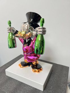 Scrooge Mcduck Pink and green Chrome Pop Art Sculpture