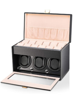 Black Carbon Fiber Automatic Watch Winder Display Box