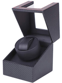 Carbon Fiber Automatic Watch Winder Display Box with Black Interiors