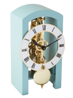 Designer Mechanical Table Clock Blue Wood Stand