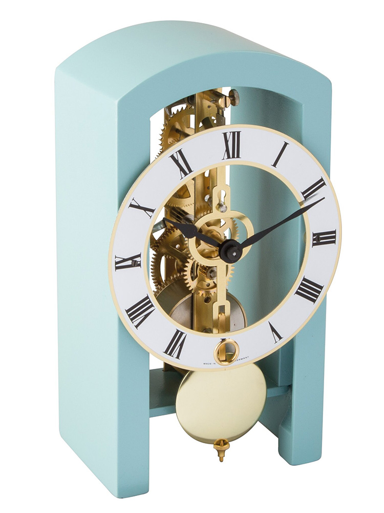 Designer Mechanical Table Clock Blue Wood Stand Designer Mechanical Table Clock Blue Wood Stand