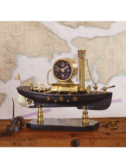 Designer SteamBoat Table Clock Gold Highlights